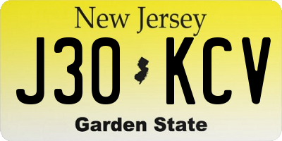 NJ license plate J30KCV