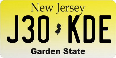 NJ license plate J30KDE
