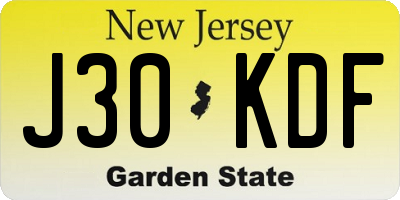 NJ license plate J30KDF