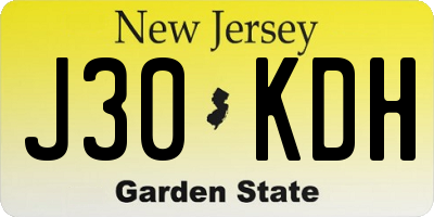 NJ license plate J30KDH
