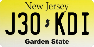 NJ license plate J30KDI