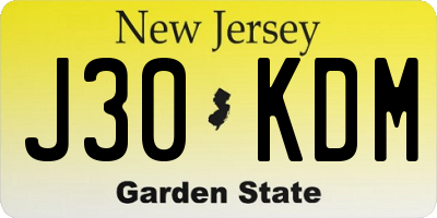 NJ license plate J30KDM