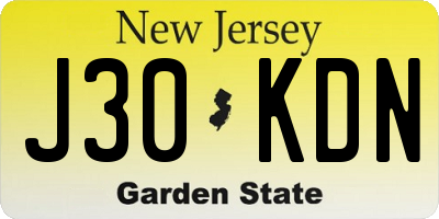 NJ license plate J30KDN