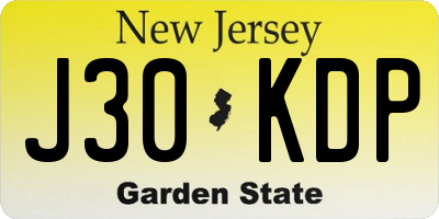 NJ license plate J30KDP