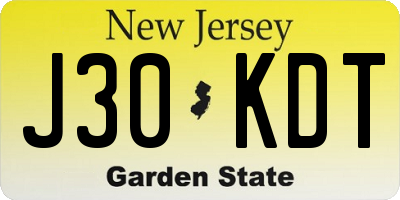 NJ license plate J30KDT