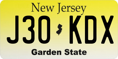 NJ license plate J30KDX