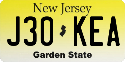 NJ license plate J30KEA