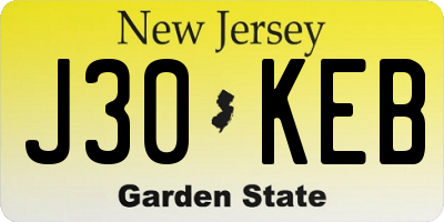 NJ license plate J30KEB