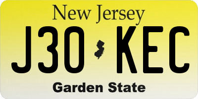 NJ license plate J30KEC