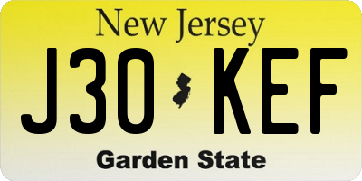 NJ license plate J30KEF