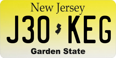 NJ license plate J30KEG