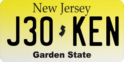 NJ license plate J30KEN