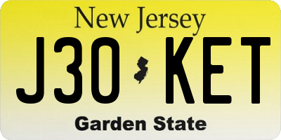 NJ license plate J30KET