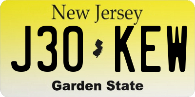 NJ license plate J30KEW