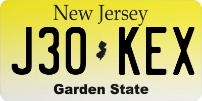 NJ license plate J30KEX