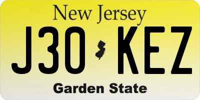 NJ license plate J30KEZ