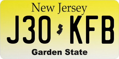 NJ license plate J30KFB