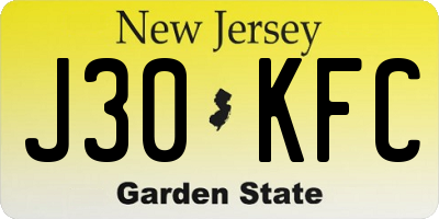 NJ license plate J30KFC