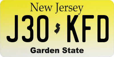 NJ license plate J30KFD
