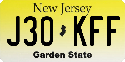 NJ license plate J30KFF