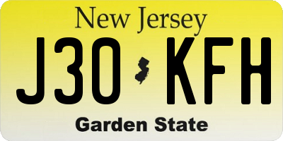 NJ license plate J30KFH