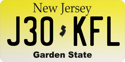 NJ license plate J30KFL
