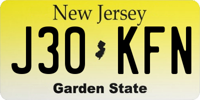 NJ license plate J30KFN