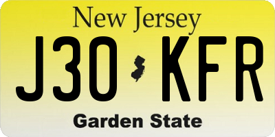 NJ license plate J30KFR