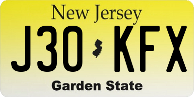 NJ license plate J30KFX