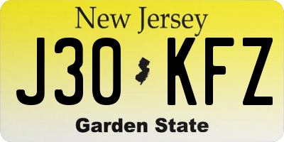 NJ license plate J30KFZ