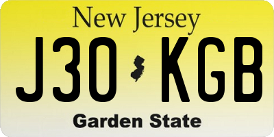 NJ license plate J30KGB