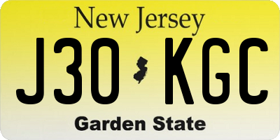 NJ license plate J30KGC
