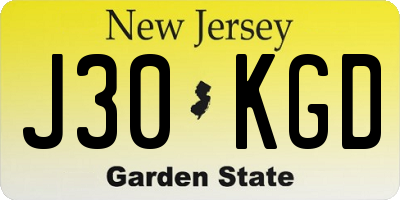 NJ license plate J30KGD