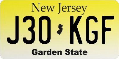 NJ license plate J30KGF