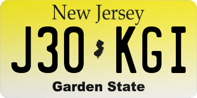 NJ license plate J30KGI