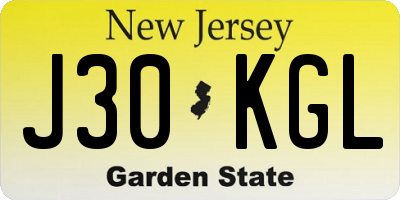 NJ license plate J30KGL