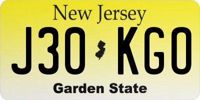 NJ license plate J30KGO