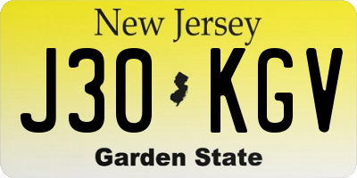 NJ license plate J30KGV