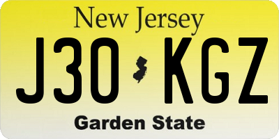 NJ license plate J30KGZ