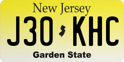 NJ license plate J30KHC