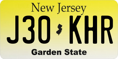 NJ license plate J30KHR