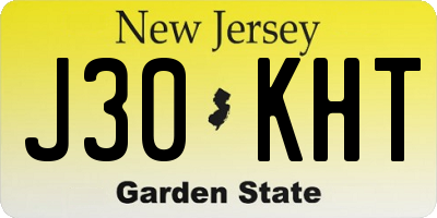 NJ license plate J30KHT