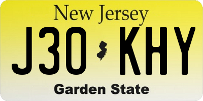 NJ license plate J30KHY