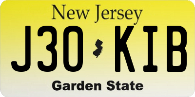 NJ license plate J30KIB