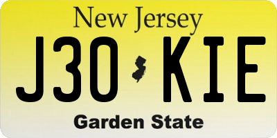 NJ license plate J30KIE