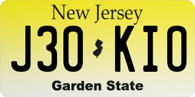 NJ license plate J30KIO