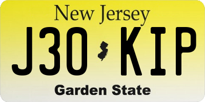 NJ license plate J30KIP