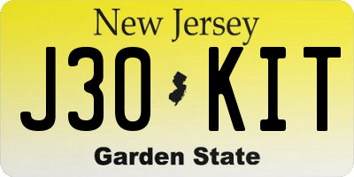 NJ license plate J30KIT