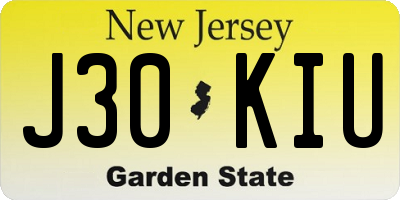 NJ license plate J30KIU