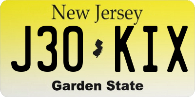 NJ license plate J30KIX